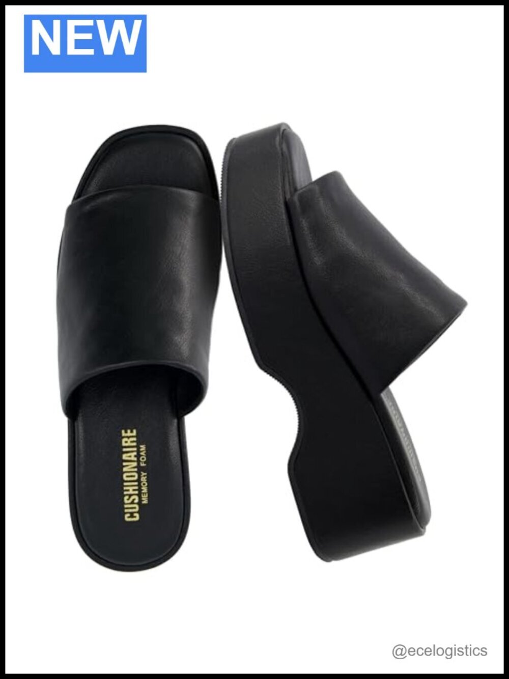 Faux Leather Memory Foam Platform Wedge Sandals Slip On